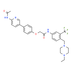 ChemSpider 2D Image | 2-[4-(6-Acetamido-3-pyridinyl)phenoxy]-N-{4-[(4-ethyl-1-piperazinyl)methyl]-3-(trifluoromethyl)phenyl}acetamide | C29H32F3N5O3