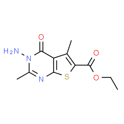 ChemSpider 2D Image | Ethyl 3-amino-2,5-dimethyl-4-oxo-3,4-dihydrothieno[2,3-d]pyrimidine-6-carboxylate | C11H13N3O3S
