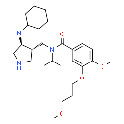 ChemSpider 2D Image | N-{[(3S,4S)-4-(Cyclohexylamino)-3-pyrrolidinyl]methyl}-N-isopropyl-4-methoxy-3-(3-methoxypropoxy)benzamide | C26H43N3O4
