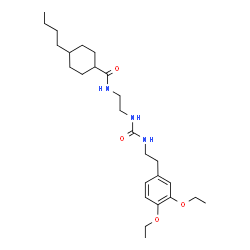 ChemSpider 2D Image | 4-Butyl-N-[2-({[2-(3,4-diethoxyphenyl)ethyl]carbamoyl}amino)ethyl]cyclohexanecarboxamide | C26H43N3O4