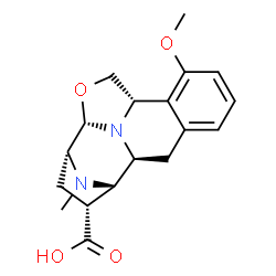 ChemSpider 2D Image | (1S,2S,3R,5R,6S,9S)-11-Methoxy-18-methyl-7-oxa-17,18-diazapentacyclo[7.7.1.1~2,5~.0~6,17~.0~10,15~]octadeca-10,12,14-triene-3-carboxylic acid | C18H22N2O4