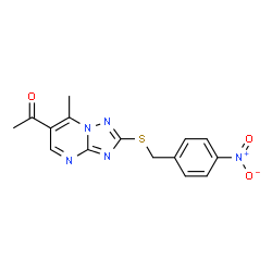 ChemSpider 2D Image | 1-{7-Methyl-2-[(4-nitrobenzyl)sulfanyl][1,2,4]triazolo[1,5-a]pyrimidin-6-yl}ethanone | C15H13N5O3S