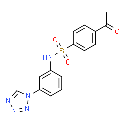ChemSpider 2D Image | 4-Acetyl-N-[3-(1H-tetrazol-1-yl)phenyl]benzenesulfonamide | C15H13N5O3S