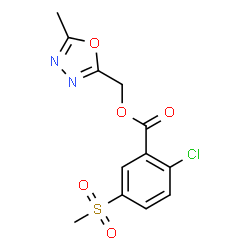 ChemSpider 2D Image | (5-Methyl-1,3,4-oxadiazol-2-yl)methyl 2-chloro-5-(methylsulfonyl)benzoate | C12H11ClN2O5S
