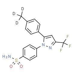 ChemSpider 2D Image | 4-{5-[4-(~2~H_3_)Methylphenyl]-3-(trifluoromethyl)-1H-pyrazol-1-yl}benzenesulfonamide | C17H11D3F3N3O2S