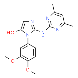 ChemSpider 2D Image | 1-(3,4-Dimethoxyphenyl)-2-[(4,6-dimethyl-2-pyrimidinyl)amino]-1H-imidazol-5-ol | C17H19N5O3