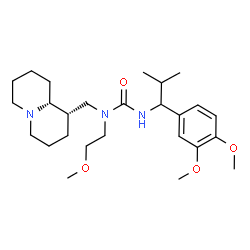 ChemSpider 2D Image | 3-[1-(3,4-Dimethoxyphenyl)-2-methylpropyl]-1-(2-methoxyethyl)-1-[(1S,9aR)-octahydro-2H-quinolizin-1-ylmethyl]urea | C26H43N3O4