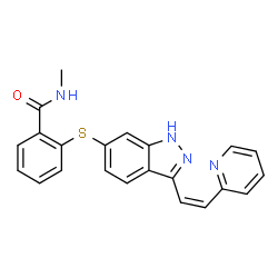 ChemSpider 2D Image | N-Methyl-2-({3-[(Z)-2-(2-pyridinyl)vinyl]-1H-indazol-6-yl}sulfanyl)benzamide | C22H18N4OS