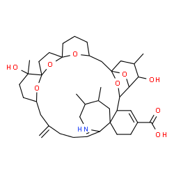 ChemSpider 2D Image | (1R,3R,7R,10R,11R,14S,19Z,23R,24S,26R,31S,32S,33R,34R,35R)-11,34-Dihydroxy-11,23,24,35-tetramethyl-16-methylene-37,38,39,40,41-pentaoxa-21-azaoctacyclo[30.4.1.1~1,33~.1~3,7~.1~7,10~.1~10,14~.0~20,26~.
0~26,31~]hentetraconta-19,29-diene-29-carboxylic acid | C41H61NO9