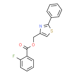 ChemSpider 2D Image | (2-Phenyl-1,3-thiazol-4-yl)methyl 2-fluorobenzoate | C17H12FNO2S