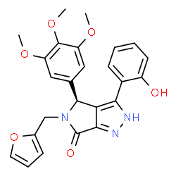 ChemSpider 2D Image | (4S)-5-(2-Furylmethyl)-3-(2-hydroxyphenyl)-4-(3,4,5-trimethoxyphenyl)-4,5-dihydropyrrolo[3,4-c]pyrazol-6(2H)-one | C25H23N3O6