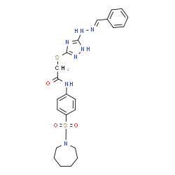 ChemSpider 2D Image | N-[4-(1-Azepanylsulfonyl)phenyl]-2-({5-[(2E)-2-benzylidenehydrazino]-1H-1,2,4-triazol-3-yl}sulfanyl)acetamide | C23H27N7O3S2