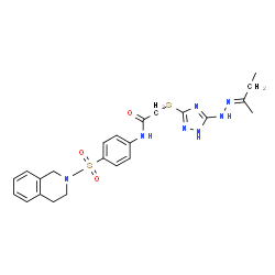 ChemSpider 2D Image | 2-({5-[(2E)-2-(2-Butanylidene)hydrazino]-1H-1,2,4-triazol-3-yl}sulfanyl)-N-[4-(3,4-dihydro-2(1H)-isoquinolinylsulfonyl)phenyl]acetamide | C23H27N7O3S2