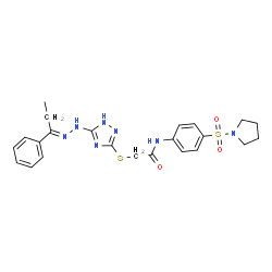ChemSpider 2D Image | 2-({5-[(2E)-2-(1-Phenylpropylidene)hydrazino]-1H-1,2,4-triazol-3-yl}sulfanyl)-N-[4-(1-pyrrolidinylsulfonyl)phenyl]acetamide | C23H27N7O3S2