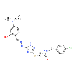 ChemSpider 2D Image | N-(4-Chlorobenzyl)-2-[(5-{(2E)-2-[4-(diethylamino)-2-hydroxybenzylidene]hydrazino}-1H-1,2,4-triazol-3-yl)sulfanyl]acetamide | C22H26ClN7O2S