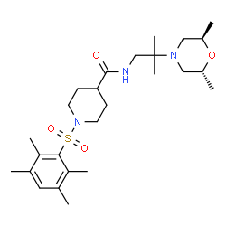 ChemSpider 2D Image | N-{2-[(2R,6R)-2,6-Dimethyl-4-morpholinyl]-2-methylpropyl}-1-[(2,3,5,6-tetramethylphenyl)sulfonyl]-4-piperidinecarboxamide | C26H43N3O4S