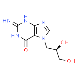 ChemSpider 2D Image | 2-Amino-7-[(2R)-2,3-dihydroxypropyl]-1,7-dihydro-6H-purin-6-one | C8H11N5O3