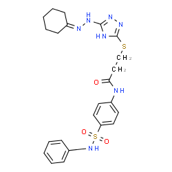ChemSpider 2D Image | 3-{[5-(2-Cyclohexylidenehydrazino)-4H-1,2,4-triazol-3-yl]sulfanyl}-N-[4-(phenylsulfamoyl)phenyl]propanamide | C23H27N7O3S2
