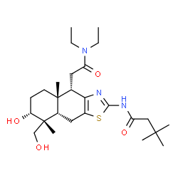ChemSpider 2D Image | N-[(4S,4aS,7R,8R,8aS)-4-[2-(Diethylamino)-2-oxoethyl]-7-hydroxy-8-(hydroxymethyl)-4a,8-dimethyl-4,4a,5,6,7,8,8a,9-octahydronaphtho[2,3-d][1,3]thiazol-2-yl]-3,3-dimethylbutanamide | C26H43N3O4S