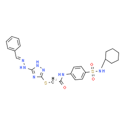 ChemSpider 2D Image | 2-({5-[(2E)-2-Benzylidenehydrazino]-1H-1,2,4-triazol-3-yl}sulfanyl)-N-[4-(cyclohexylsulfamoyl)phenyl]acetamide | C23H27N7O3S2