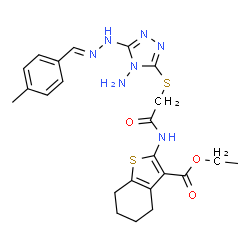 ChemSpider 2D Image | Ethyl 2-{[({4-amino-5-[(2E)-2-(4-methylbenzylidene)hydrazino]-4H-1,2,4-triazol-3-yl}sulfanyl)acetyl]amino}-4,5,6,7-tetrahydro-1-benzothiophene-3-carboxylate | C23H27N7O3S2