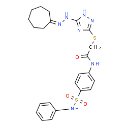 ChemSpider 2D Image | 2-{[5-(2-Cycloheptylidenehydrazino)-1H-1,2,4-triazol-3-yl]sulfanyl}-N-[4-(phenylsulfamoyl)phenyl]acetamide | C23H27N7O3S2