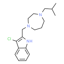 ChemSpider 2D Image | 3-Chloro-2-[(4-isobutyl-1,4-diazepan-1-yl)methyl]-1H-indole | C18H26ClN3
