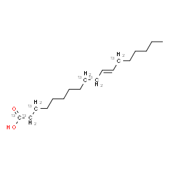 ChemSpider 2D Image | (11E)-(1,2,3,9,10,13-~13~C_6_)-11-Octadecenoic acid | C1213C6H34O2