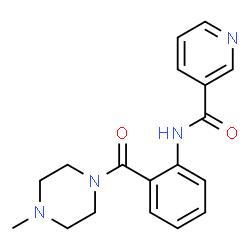 ChemSpider 2D Image | N-{2-[(4-Methyl-1-piperazinyl)carbonyl]phenyl}nicotinamide | C18H20N4O2