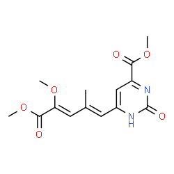 ChemSpider 2D Image | Methyl 6-[(1E,3Z)-4,5-dimethoxy-2-methyl-5-oxo-1,3-pentadien-1-yl]-2-oxo-1,2-dihydro-4-pyrimidinecarboxylate | C14H16N2O6