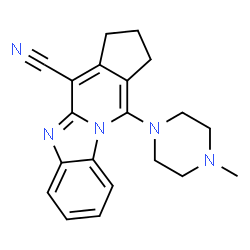 ChemSpider 2D Image | 11-(4-methylpiperazino)-2,3-dihydro-1H-cyclopenta[4,5]pyrido[1,2-a]benzimidazole-4-carbonitrile | C20H21N5