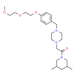 ChemSpider 2D Image | 1-(3,5-Dimethyl-1-piperidinyl)-2-(4-{4-[2-(2-methoxyethoxy)ethoxy]benzyl}-1-piperazinyl)ethanone | C25H41N3O4