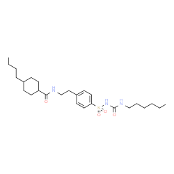 ChemSpider 2D Image | 4-Butyl-N-(2-{4-[(hexylcarbamoyl)sulfamoyl]phenyl}ethyl)cyclohexanecarboxamide | C26H43N3O4S
