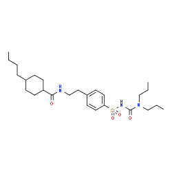 ChemSpider 2D Image | 4-Butyl-N-(2-{4-[(dipropylcarbamoyl)sulfamoyl]phenyl}ethyl)cyclohexanecarboxamide | C26H43N3O4S