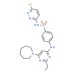 ChemSpider 2D Image | 4-{[6-(1-Azepanyl)-2-ethyl-4-pyrimidinyl]amino}-N-(6-chloro-3-pyridazinyl)benzenesulfonamide | C22H26ClN7O2S