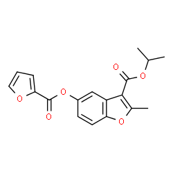 ChemSpider 2D Image | Isopropyl 5-(2-furoyloxy)-2-methyl-1-benzofuran-3-carboxylate | C18H16O6