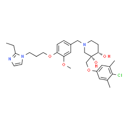 ChemSpider 2D Image | (3S,4S)-3-[(4-Chloro-3,5-dimethylphenoxy)methyl]-1-{4-[3-(2-ethyl-1H-imidazol-1-yl)propoxy]-3-methoxybenzyl}-3,4-piperidinediol | C30H40ClN3O5
