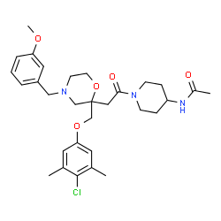 ChemSpider 2D Image | N-[1-({2-[(4-Chloro-3,5-dimethylphenoxy)methyl]-4-(3-methoxybenzyl)-2-morpholinyl}acetyl)-4-piperidinyl]acetamide | C30H40ClN3O5
