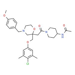 ChemSpider 2D Image | N-[1-({2-[(4-Chloro-3,5-dimethylphenoxy)methyl]-4-(4-methoxybenzyl)-2-morpholinyl}acetyl)-4-piperidinyl]acetamide | C30H40ClN3O5