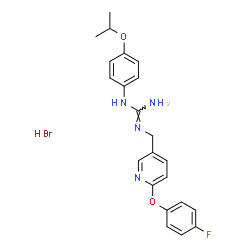 ChemSpider 2D Image | 2-{[6-(4-Fluorophenoxy)-3-pyridinyl]methyl}-1-(4-isopropoxyphenyl)guanidine hydrobromide (1:1) | C22H24BrFN4O2