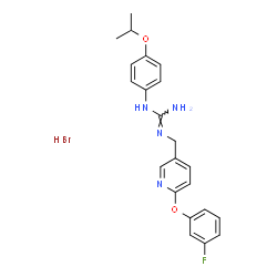 ChemSpider 2D Image | 2-{[6-(3-Fluorophenoxy)-3-pyridinyl]methyl}-1-(4-isopropoxyphenyl)guanidine hydrobromide (1:1) | C22H24BrFN4O2