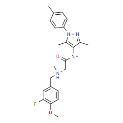 ChemSpider 2D Image | 2-{[3,5-Dimethyl-1-(4-methylphenyl)-1H-pyrazol-4-yl]amino}-N-(3-fluoro-4-methoxybenzyl)-N-methyl-2-oxoethanaminium | C23H28FN4O2
