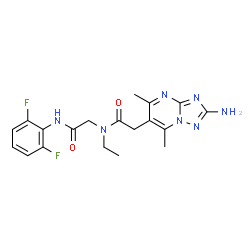 ChemSpider 2D Image | N~2~-[(2-Amino-5,7-dimethyl[1,2,4]triazolo[1,5-a]pyrimidin-6-yl)acetyl]-N-(2,6-difluorophenyl)-N~2~-ethylglycinamide | C19H21F2N7O2