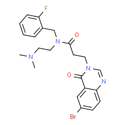 ChemSpider 2D Image | 3-(6-Bromo-4-oxo-3(4H)-quinazolinyl)-N-[2-(dimethylamino)ethyl]-N-(2-fluorobenzyl)propanamide | C22H24BrFN4O2