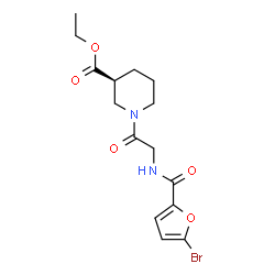 ChemSpider 2D Image | Ethyl (3S)-1-[N-(5-bromo-2-furoyl)glycyl]-3-piperidinecarboxylate | C15H19BrN2O5