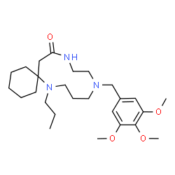 ChemSpider 2D Image | 7-Propyl-11-(3,4,5-trimethoxybenzyl)-7,11,14-triazaspiro[5.10]hexadecan-15-one | C26H43N3O4
