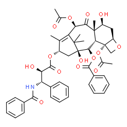 ChemSpider 2D Image | (2beta,3beta,5beta,7beta,10beta,13alpha)-4,10-Diacetoxy-13-{[(2R,3S)-3-(benzoylamino)-2-hydroxy-3-phenylpropanoyl]oxy}-1,7-dihydroxy-9-oxo-5,20-epoxytax-11-en-2-yl benzoate | C47H51NO14