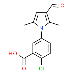 ChemSpider 2D Image | 2-Chloro-5-(3-formyl-2,5-dimethyl-1H-pyrrol-1-yl)benzoic acid | C14H12ClNO3