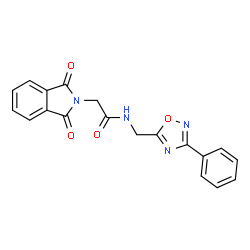 ChemSpider 2D Image | 2-(1,3-Dioxo-1,3-dihydro-2H-isoindol-2-yl)-N-[(3-phenyl-1,2,4-oxadiazol-5-yl)methyl]acetamide | C19H14N4O4