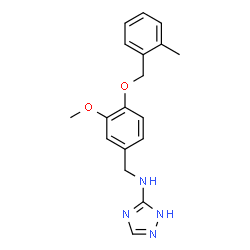 ChemSpider 2D Image | N-{3-Methoxy-4-[(2-methylbenzyl)oxy]benzyl}-1H-1,2,4-triazol-5-amine | C18H20N4O2